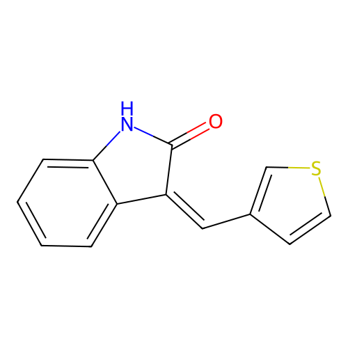 (3Z)-3-(thiophen-3-ylmethylidene)-1H-indol-2-one structure