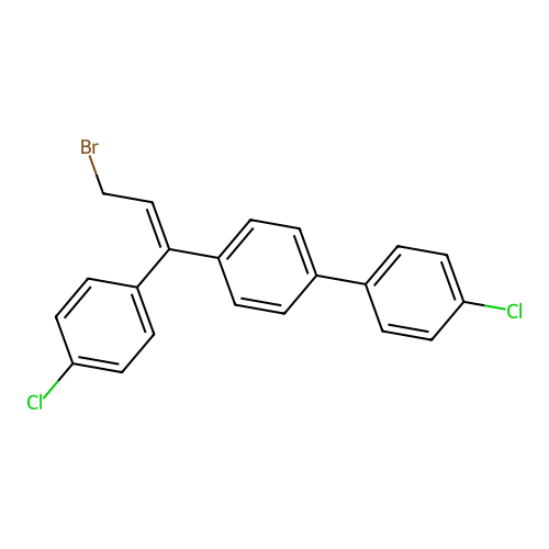 (Z)-4-[3-bromo-1-(4-chlorophenyl)-1-propenyl]-4'-chloro-1,1'-biphenyl structure