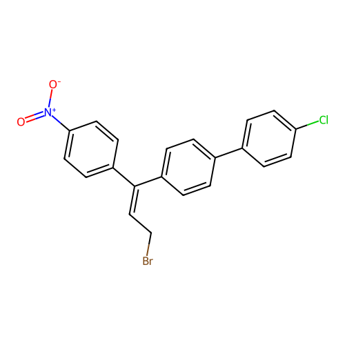 (E)-4-(3-Bromo-1-(4-nitrophenyl)-1-propenyl)-4'-chloro-1,1'-biphenyl structure
