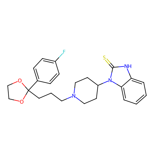 1-[1-[3-[2-(p-Fluorophenyl)-1,3-dioxolan-2-yl]propyl]-4-piperidyl]-1H-benzimidazole-2(3H)-thione structure