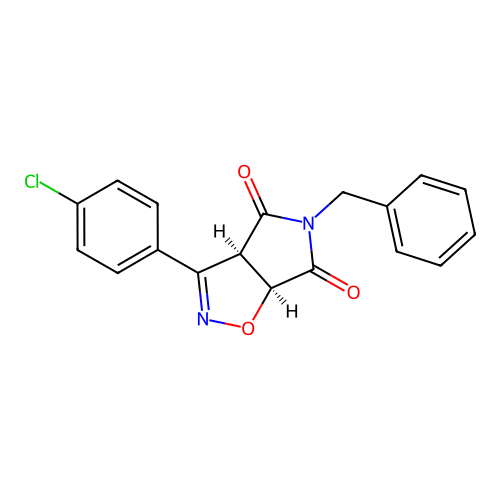 (3aR,6aS)-5-benzyl-3-(4-chlorophenyl)-3a,6a-dihydropyrrolo[3,4-d][1,2]oxazole-4,6-dione structure