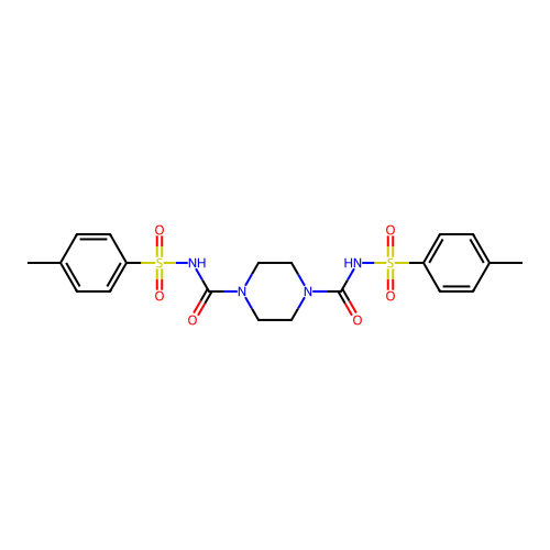 N,N'-bis[(4-methylphenyl)sulfonyl]piperazine-1,4-dicarboxamide structure