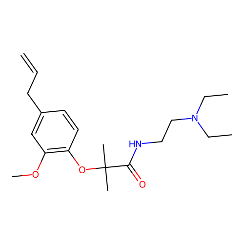 Propionamide, 2-(4-allyl-2-methoxyphenoxy)-N-(2-(diethylamino)ethyl)-2-methyl- structure