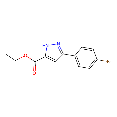 Ethyl 3-(4-bromophenyl)-1H-pyrazole-5-carboxylate structure