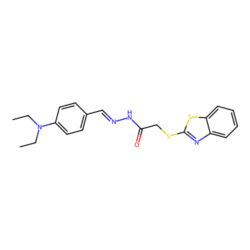 (2-Benzothiazolylthio)acetic acid ((4-(diethylamino)phenyl)methylene)hydrazide structure