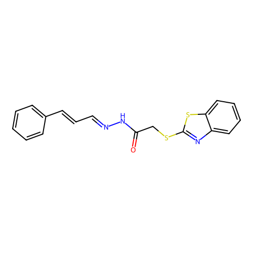 Acetic acid, (2-benzothiazolylthio)-, (3-phenyl-2-propenylidene)hydrazide structure