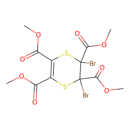 Tetramethyl 2,3-dibromo-2,3-dihydro-1,4-dithiine-2,3,5,6-tetracarboxylate structure