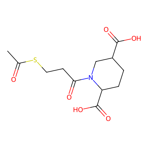 1-(3-Acetylsulfanylpropanoyl)piperidine-2,5-dicarboxylic acid structure