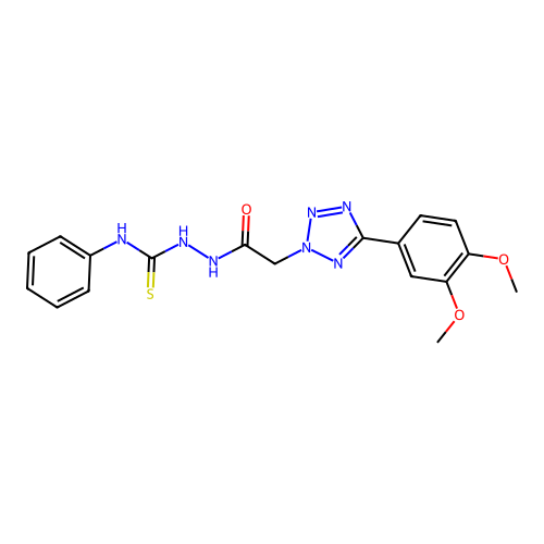 2H-Tetrazole-2-acetic acid, 5-(3,4-dimethoxyphenyl)-, 2-((phenylamino)thioxomethyl)hydrazide structure