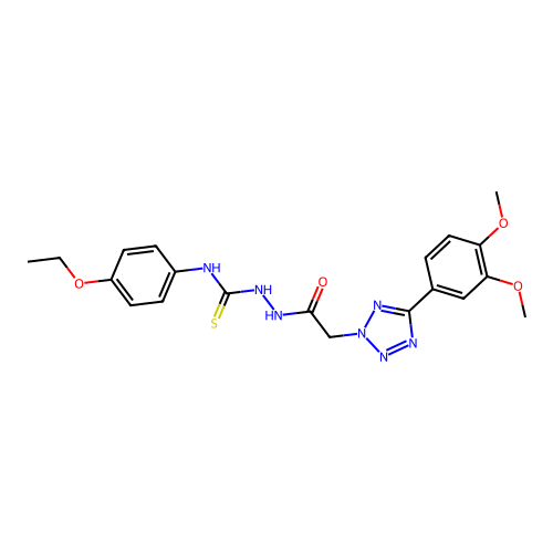 2H-Tetrazole-2-acetic acid, 5-(3,4-dimethoxyphenyl)-, 2-(((4-ethoxyphenyl)amino)thioxomethyl)hydrazide structure