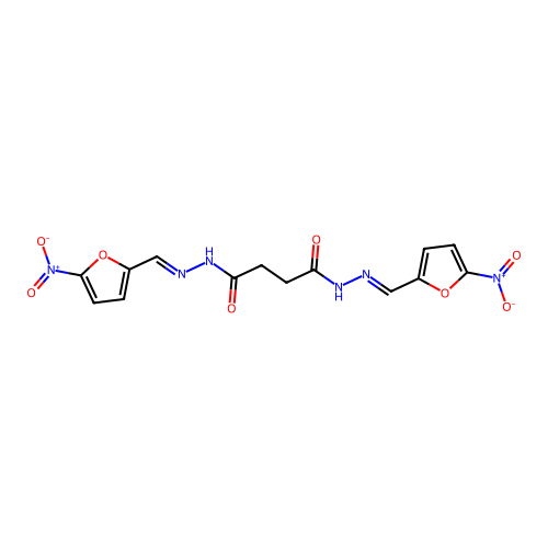 Succinic acid, bis((5-nitrofurfurylidene)hydrazide) structure