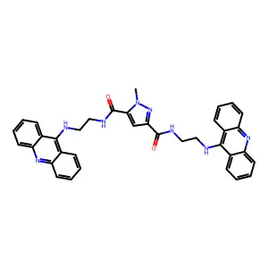 1H-Pyrazole-3,5-dicarboxamide, N,N'-bis(2-(9-acridinylamino)ethyl)-1-methyl- structure