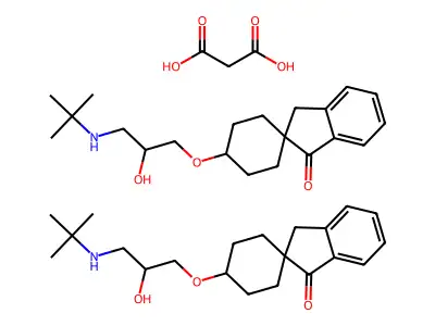 Spiro(cyclohexane-1,2'-(2H)inden)-1'(3'H)-one, 4-(3-((1,1-dimethylethyl)amino)-2-hydroxypropoxy)-, propanedioate (2:1) (salt) structure