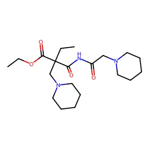 Malonamic acid, 2-ethyl-N-(piperidinoacetyl)-2-(piperidinomethyl)-, ethyl ester structure