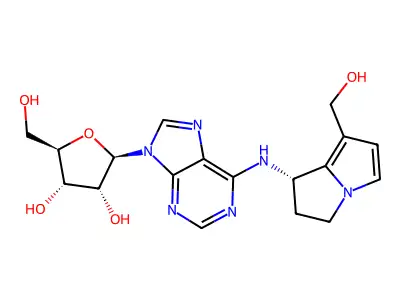 Adenosine, N-(2,3-dihydro-7-(hydroxymethyl)-1H-pyrrolizin-1-yl)-, (S)- structure