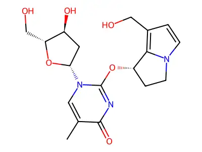 Thymidine, 2-O-(2,3-dihydro-7-(hydroxymetyl)-1H-pyrrolizin-1-yl)-, (S)- structure