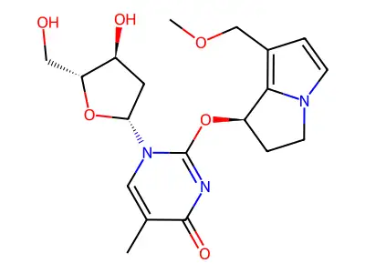 Thymidine, 2-O-(2,3-dihydro-7-(methoxymethyl)-1H-pyrrolizin-1-yl)-, (R)- structure