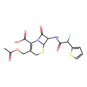 7(Alpha-fluoro-2-thienylacetamido)cephalosporanic acid structure