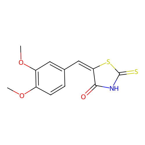 (5E)-5-(3,4-dimethoxybenzylidene)-2-mercapto-1,3-thiazol-4(5H)-one structure