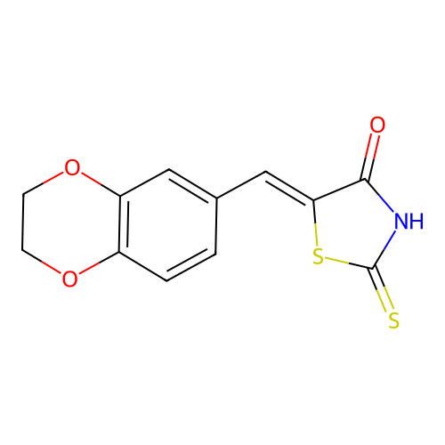 (5Z)-5-(2,3-dihydro-1,4-benzodioxin-6-ylmethylidene)-4-hydroxy-1,3-thiazole-2(5H)-thione structure
