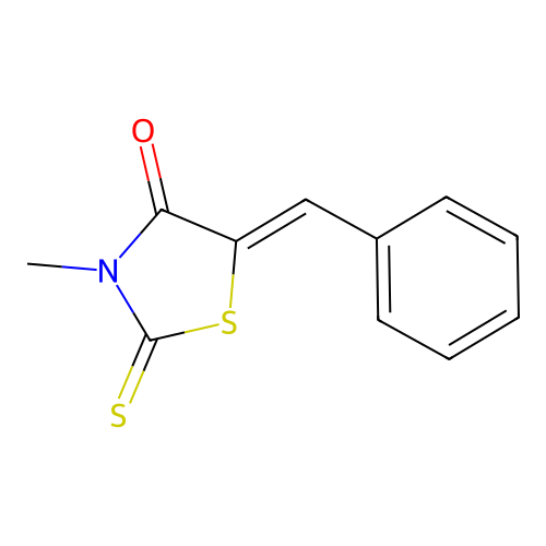 (5Z)-5-benzylidene-3-methyl-2-thioxo-1,3-thiazolidin-4-one structure