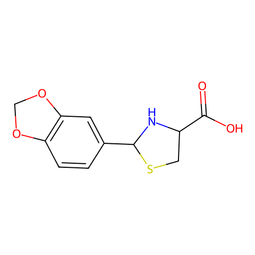 2-(1,3-Benzodioxol-5-yl)-4-thiazolidinecarboxylic acid structure