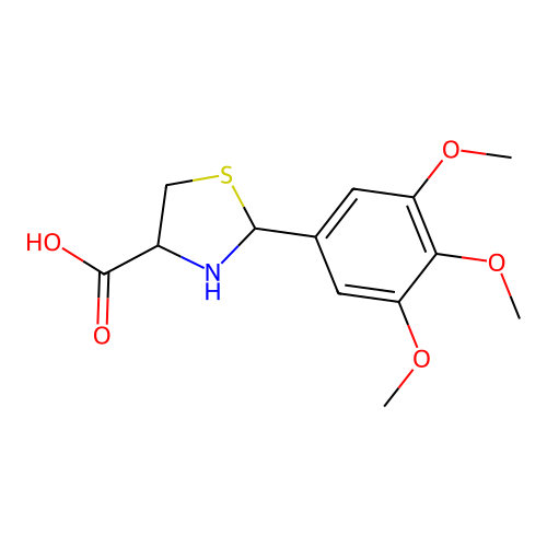 2-(3,4,5-Trimethoxyphenyl)-1,3-thiazolidine-4-carboxylic acid structure