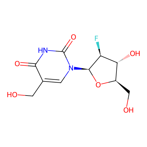 1-((2R,3S,4R,5R)-3-Fluoro-4-hydroxy-5-(hydroxymethyl)tetrahydrofuran-2-yl)-5-(hydroxymethyl)pyrimidine-2,4(1H,3H)-dione structure