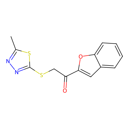 1-(1-Benzofuran-2-yl)-2-[(5-methyl-1,3,4-thiadiazol-2-yl)sulfanyl]ethanone structure