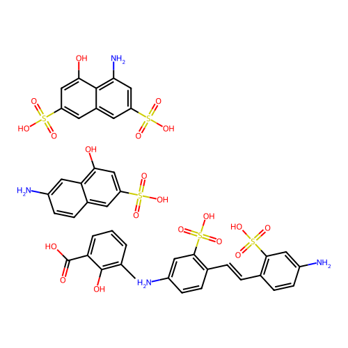 Benzoic acid, 2-hydroxy-3-methyl-, reaction products with 4-amino-5-hydroxy-2,7-naphthalenedisulfonic acid, 6-amino-4-hydroxy-2-naphthalenesulfonic acid and 2,2'-(1,2-ethenediyl)bis(5-aminobenzenesulfonic acid) structure