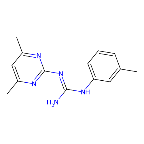 N-(4,6-dimethylpyrimidin-2-yl)-N'-(3-methylphenyl)guanidine structure