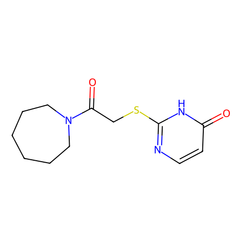 2-[[2-(Hexahydro-1H-azepin-1-yl)-2-oxoethyl]thio]-4(3H)-pyrimidinone structure