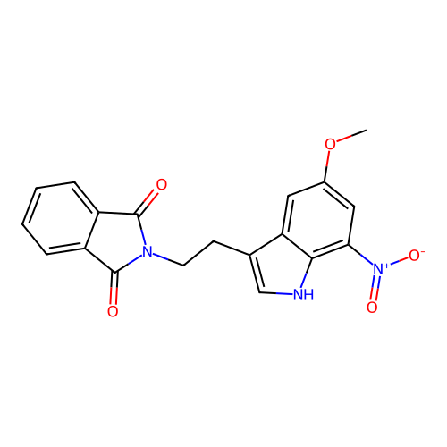 2-[2-(5-methoxy-7-nitro-1H-indol-3-yl)ethyl]-1H-isoindole-1,3(2H)-dione structure