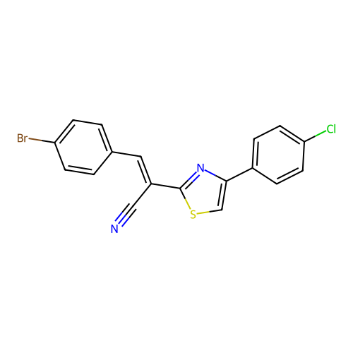 (E)-3-(4-bromophenyl)-2-(4-(4-chlorophenyl)thiazol-2-yl)acrylonitrile structure