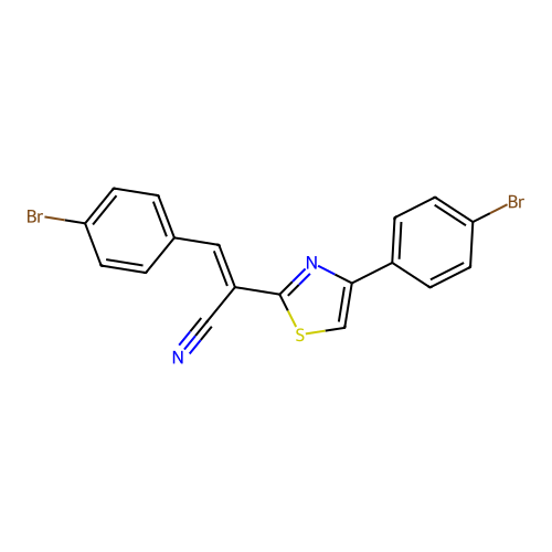 (E)-3-(4-bromophenyl)-2-(4-(4-bromophenyl)thiazol-2-yl)acrylonitrile structure