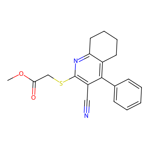 Methyl [(3-cyano-4-phenyl-5,6,7,8-tetrahydroquinolin-2-yl)sulfanyl]acetate structure