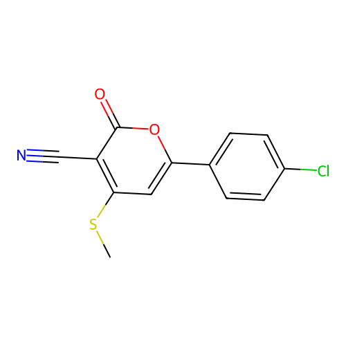 2H-Pyran-3-carbonitrile, 6-(4-chlorophenyl)-4-(methylthio)-2-oxo- structure