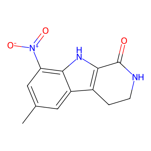6-methyl-8-nitro-2,3,4,9-tetrahydro-1H-beta-carbolin-1-one structure