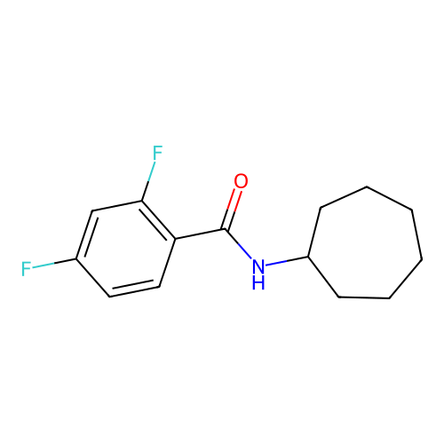 N-cycloheptyl-2,4-difluorobenzamide structure