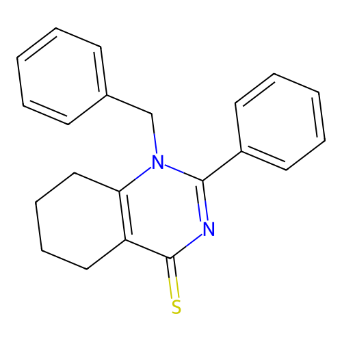 1-benzyl-2-phenyl-5,6,7,8-tetrahydroquinazoline-4(1H)-thione structure