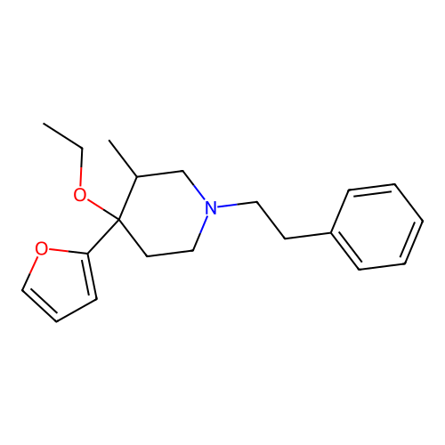 Piperidine, 4-ethoxy-4-(2-furyl)-3-methyl-1-phenethyl- structure