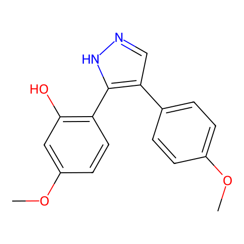 5-methoxy-2-[4-(4-methoxyphenyl)-1H-pyrazol-3-yl]phenol structure