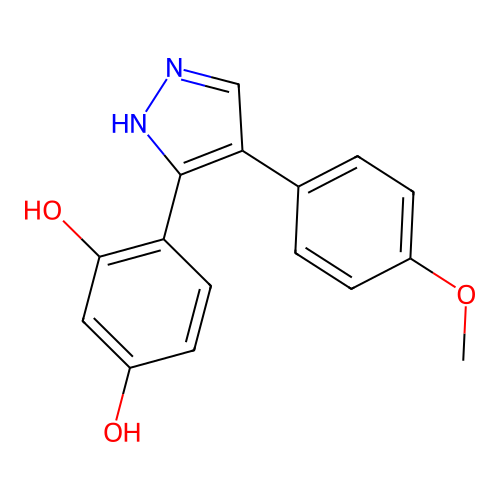 4-[4-(4-methoxyphenyl)-1H-pyrazol-3-yl]benzene-1,3-diol structure