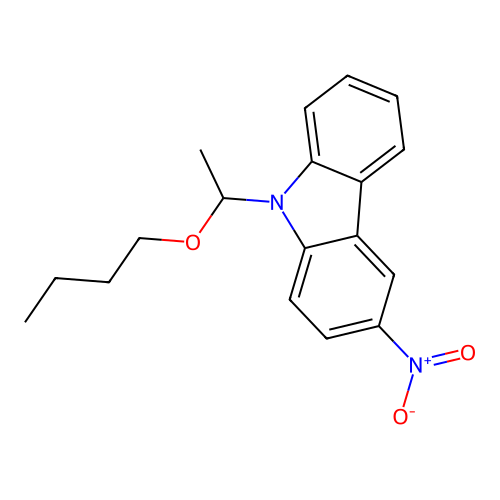 9-(1-butoxyethyl)-3-nitro-9H-carbazole structure