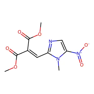 Dimethyl ((1-methyl-5-nitro-1H-imidazol-2-yl)methylene)propanedioate structure