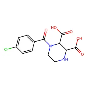 1-(4-Chlorobenzoyl)piperazine-2,3-dicarboxylic acid structure