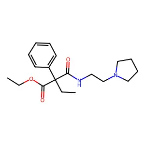 Malonamic acid, 2-ethyl-2-phenyl-N-(2-(1-pyrrolidinyl)ethyl)-, ethyl ester structure