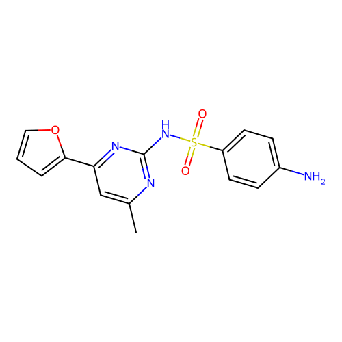 4-amino-N-[4-(furan-2-yl)-6-methylpyrimidin-2-yl]benzenesulfonamide structure