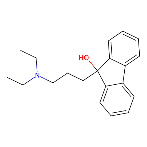 9-[3-(diethylamino)propyl]-9H-fluoren-9-ol hydrochloride structure