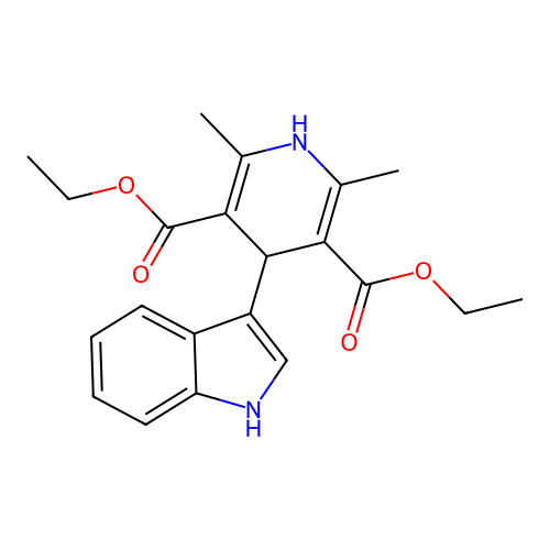 diethyl 4-(1H-indol-3-yl)-2,6-dimethyl-1,4-dihydropyridine-3,5-dicarboxylate structure